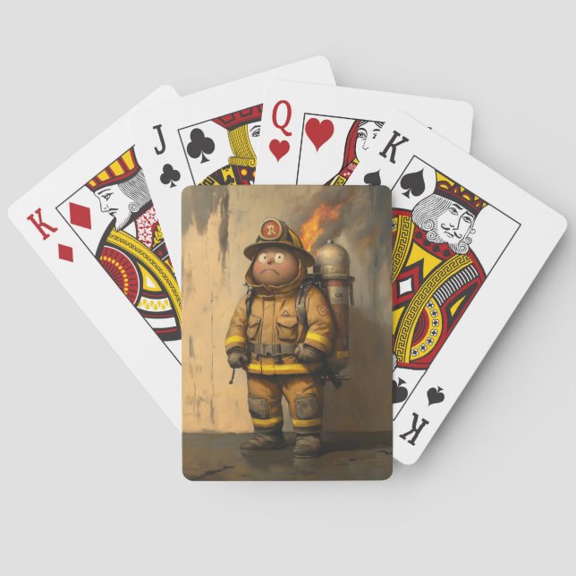 Flaming Concern: The Overwhelmed Firefighter Playing Cards (Back)