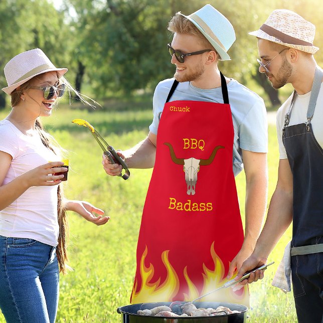 Flaming Cow Skull BBQ Badass Apron (Creator Uploaded)