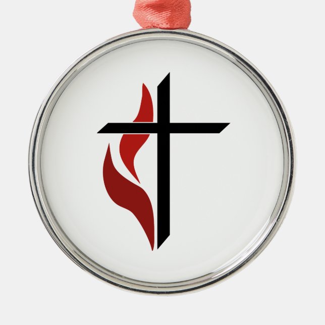 Flaming Cross Metal Tree Decoration (Front)