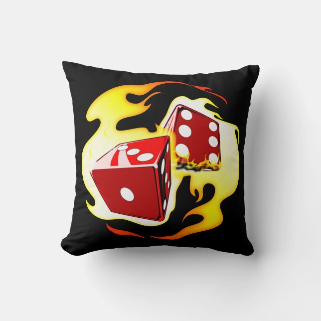 Flaming Dice Cushion (Front)