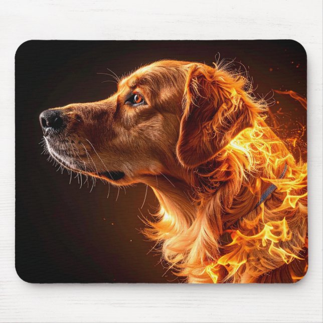 Flaming dog mouse pad (Front)