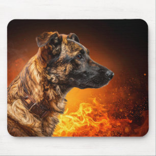 Flaming dog mouse pad