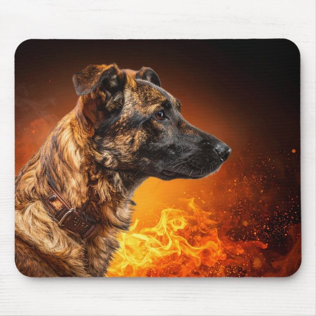 Flaming dog mouse pad (Front)