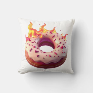 Flaming Donut with White Frosting and Sprinkles Cushion
