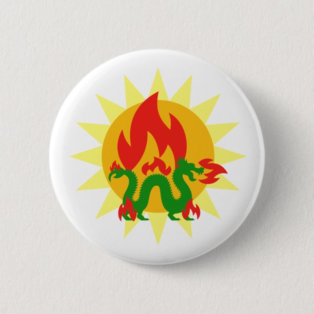 Flaming Dragon 6 Cm Round Badge (Front)