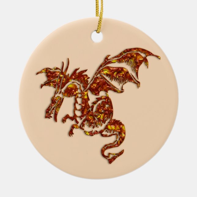 Flaming Dragon Ceramic Tree Decoration (Front)