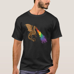 Flaming Dragon  Gay Gamer Lgbtq Fantasy Nerd Rpg P T-Shirt