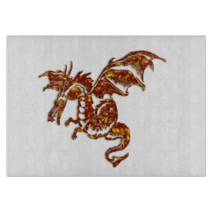 Flaming Dragon Glass Cutting Board