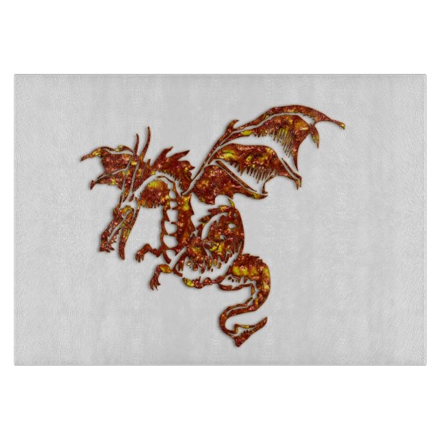 Flaming Dragon Glass Cutting Board (Front)