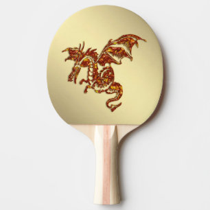 Flaming Dragon Gold Ping Pong Paddle