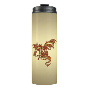 Flaming Dragon Gold Thermal Tumbler