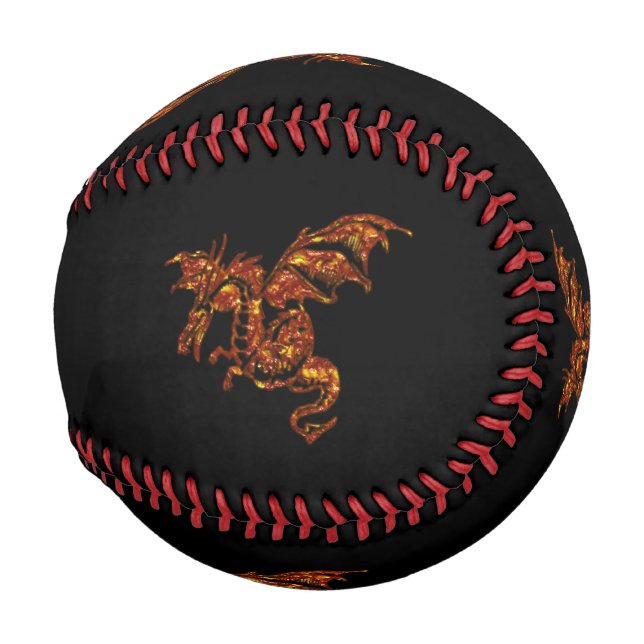 Flaming Dragon on Black Baseball (Back Left)