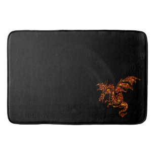 Flaming Dragon on Black Bath Mat