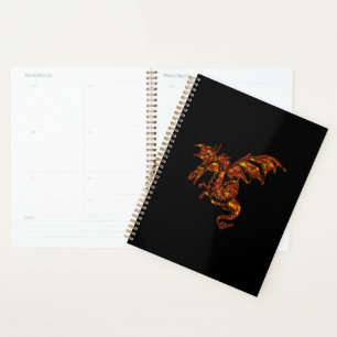 Flaming Dragon on Black Planner