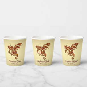 Flaming Dragon on Gold Personal Paper Cups