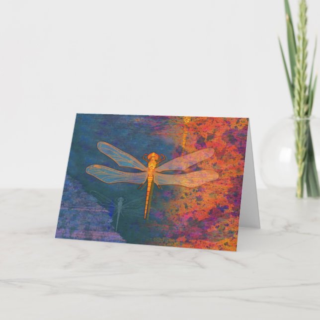 Flaming Dragonfly Card (Front)