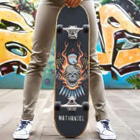 Flaming Eagle Skull Custom Name