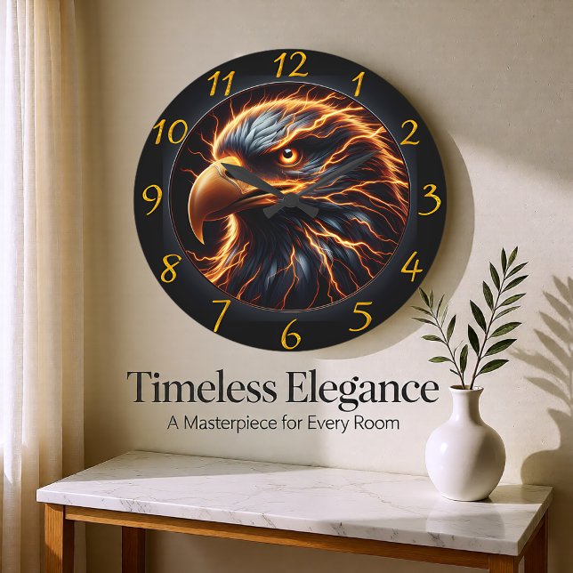 Flaming Eagle Soaring Large Clock (Creator Uploaded)
