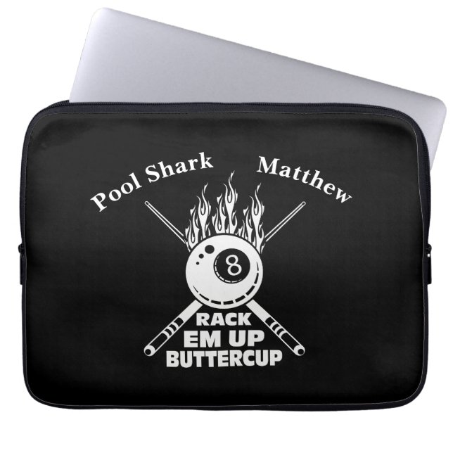 Flaming Eight Ball Design: Rack 'Em Up! Laptop Sleeve (Front)
