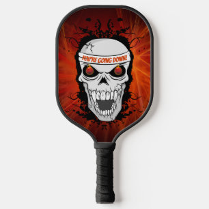 Flaming Eyes Skull You're Going Down Pickleball Paddle