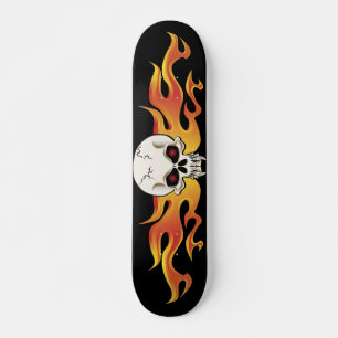 Flaming Fanged Skull Skate Skateboard