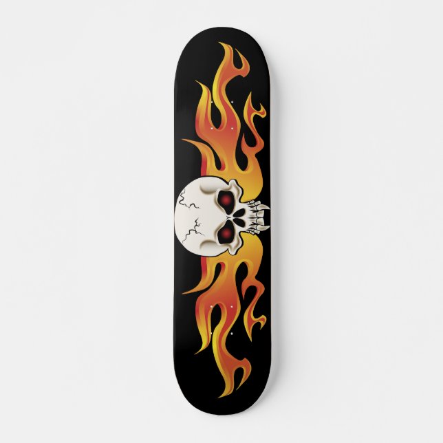 Flaming Fanged Skull Skate Skateboard (Front)