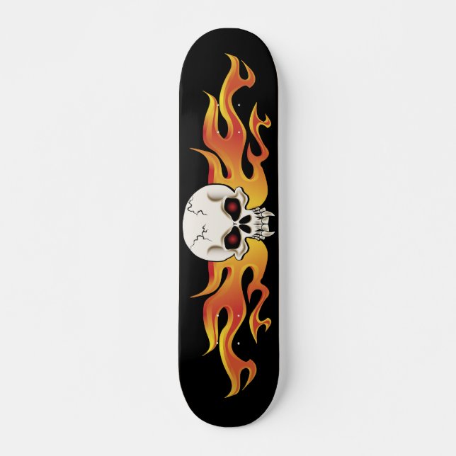 Flaming Fanged Skull Skateboard (Front)