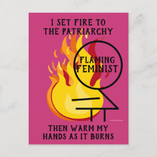 Flaming Feminist Burn the Patriarchy 8 Postcard