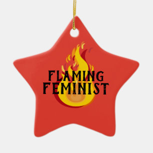 Flaming Feminist RBG Ginsburg Feminism Flames 20 Ceramic Ornament