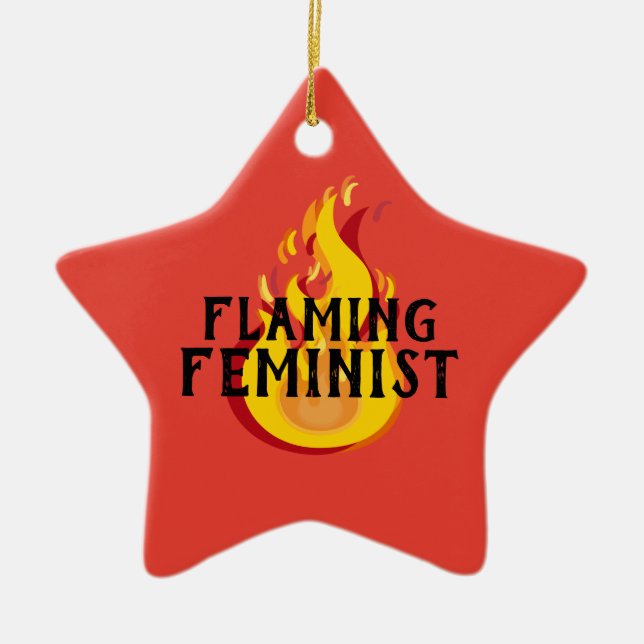 Flaming Feminist RBG Ginsburg Feminism Flames 20 Ceramic Ornament (Front)