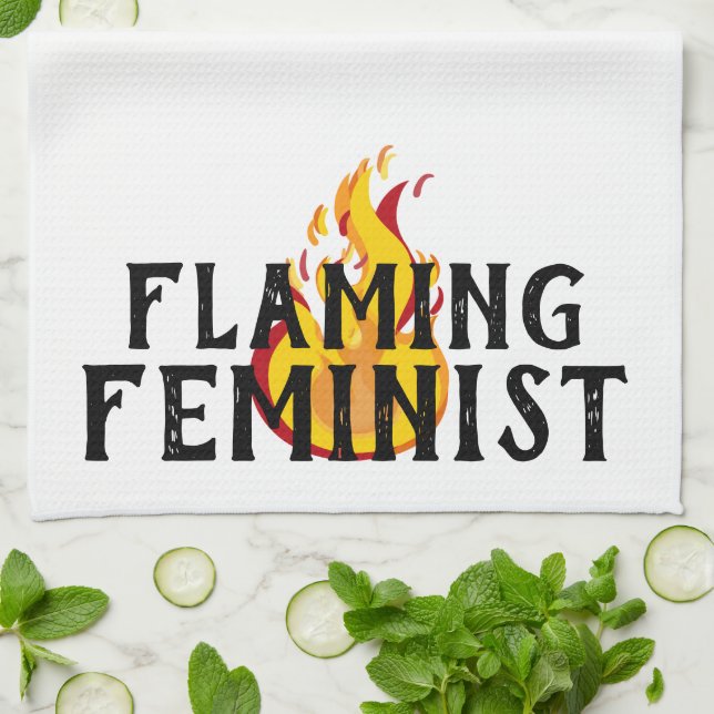 Flaming Feminist RBG Ginsburg Feminism Flames 20 Tea Towel (Folded)