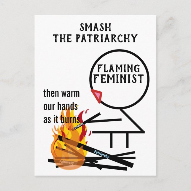 Flaming Feminist Smash the Patriarchy 9 Postcard (Front)