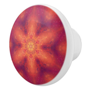 Flaming Fiery Phoenix Burning Snowflake Ceramic Knob