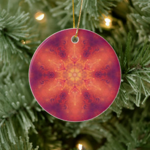 Flaming Fiery Phoenix Burning Snowflake Ceramic Ornament