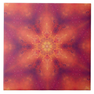 Flaming Fiery Phoenix Burning Snowflake Ceramic Tile