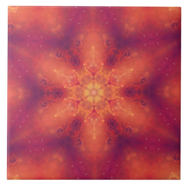 Flaming Fiery Phoenix Burning Snowflake Ceramic Tile (Front)