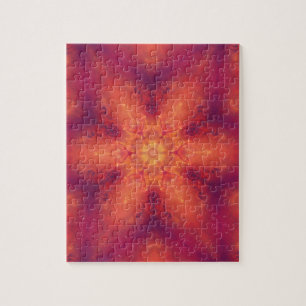 Flaming Fiery Phoenix Burning Snowflake Jigsaw Puzzle