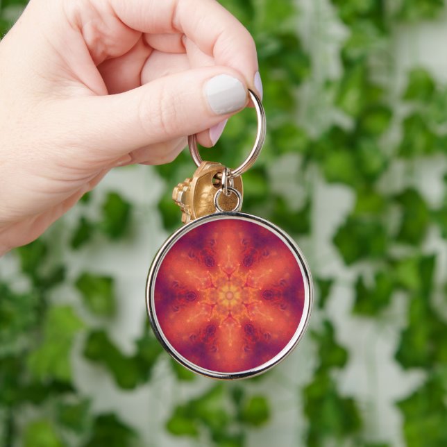 Flaming Fiery Phoenix Burning Snowflake Key Ring (Hand)