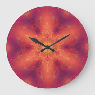 Flaming Fiery Phoenix Burning Snowflake Large Clock