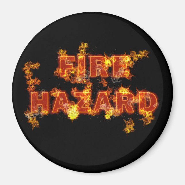 Flaming Fire Hazard Magnet (Front)