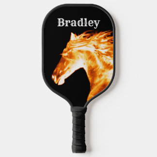 Flaming Fire Horse Personalised Pickleball Paddle