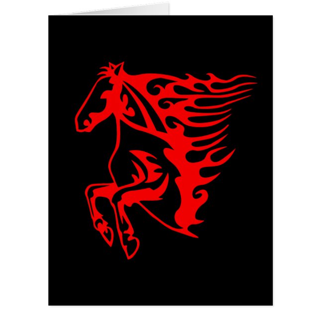Flaming Fire Red Bronco Mustang Wild Horse (Front)
