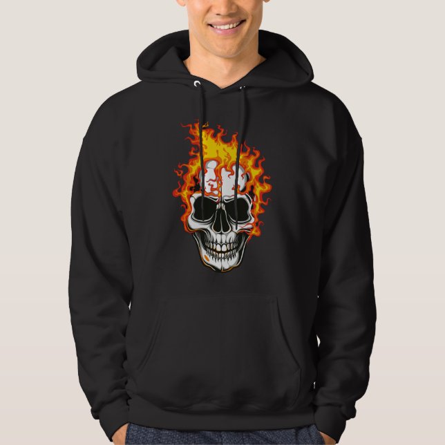 Flaming Fire Skull Hoodie (Front)