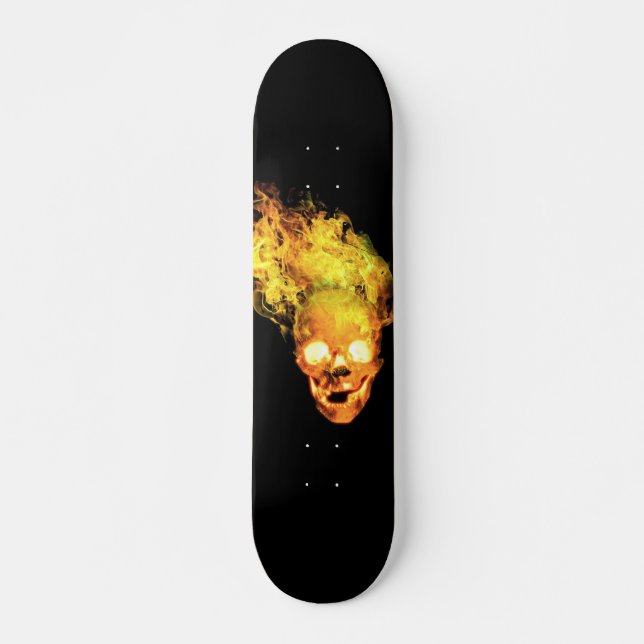 Flaming fire Skull Skateboard (Front)