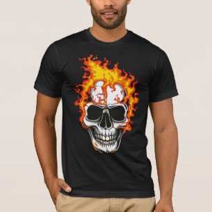 Flaming Fire Skull  T-Shirt
