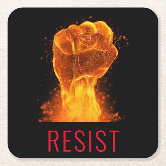 Flaming Fist Resist Customisable Coaster (Front)