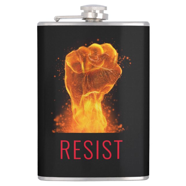 Flaming Fist Resist Customisable Hip Flask (Front)