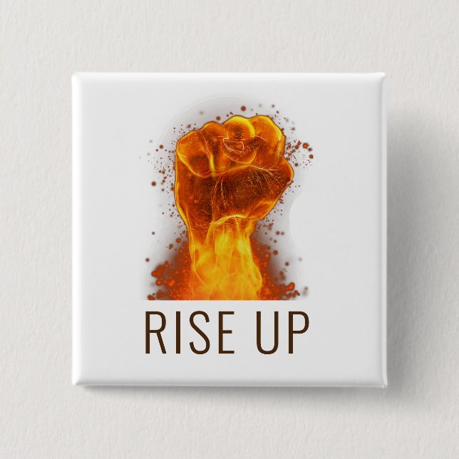 Flaming Fist Rise Up 15 Cm Square Badge (Front)