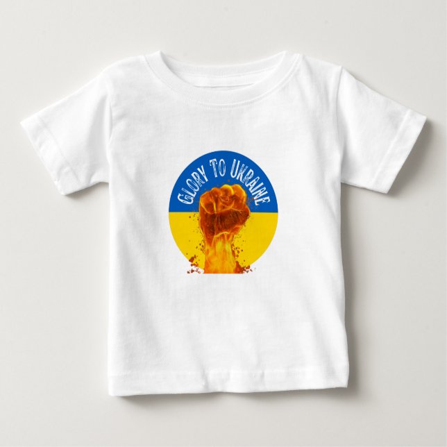 Flaming Fist Ukraine Flag Resistance Monogram  Baby T-Shirt (Front)