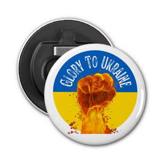 Flaming Fist Ukraine Flag Resistance Support  Bottle Opener (Front)